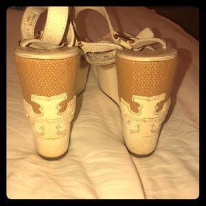 Christmas sale! Tory Burch white leather wedges!